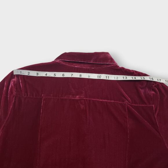 Coldwater Creek Velvet Pintuck Popover Tunic Top Burgundy Sz XL Collared - Picture 11 of 12